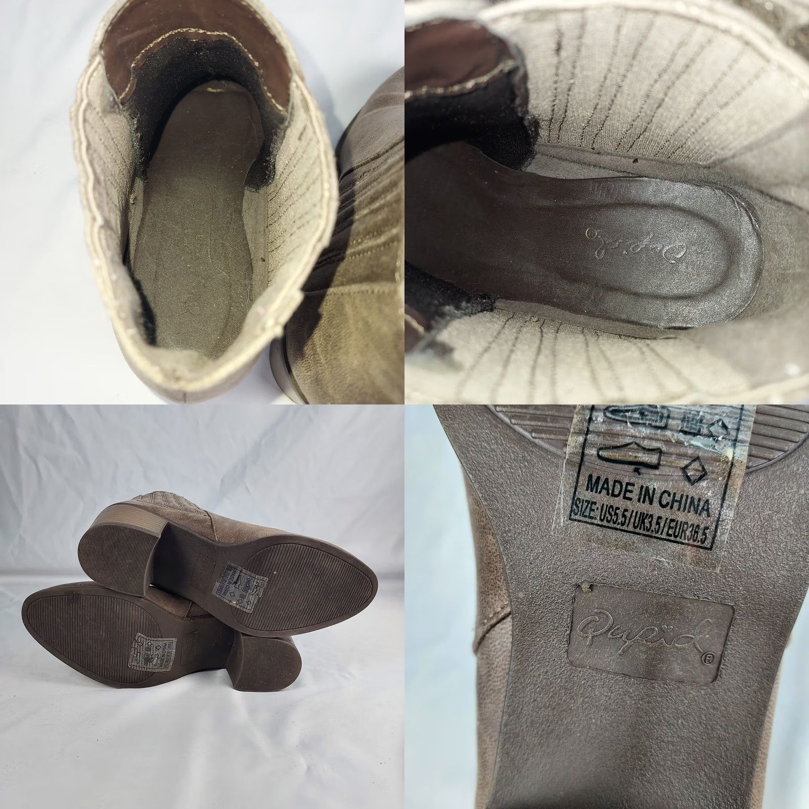 Vintage Qupid Women’s 5.5 Taupe Faux Suede Ankle Booties Block Heel Shoes Size US 6 / IT 36 - 8 Thumbnail