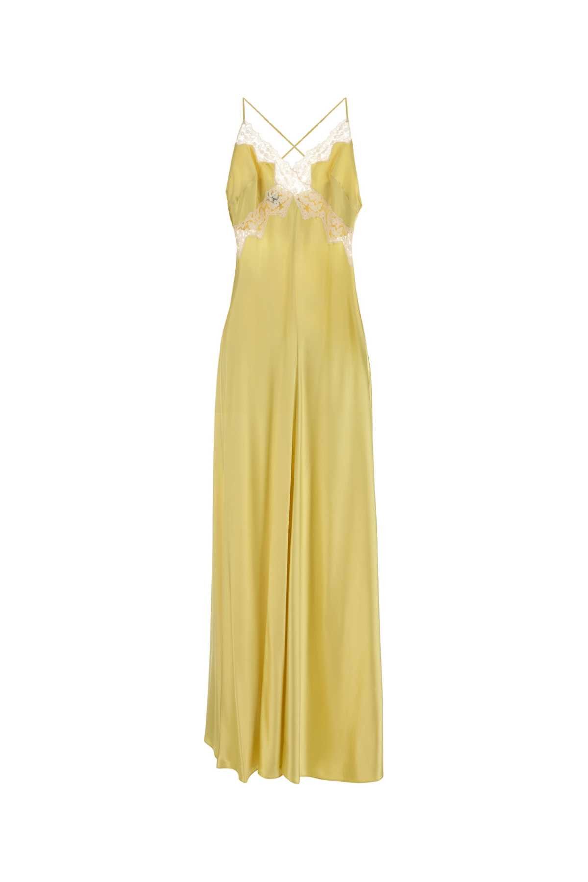 Alberta Ferretti Yellow Satin Long Dress Size S / US 4 / IT 40 - 1 Thumbnail