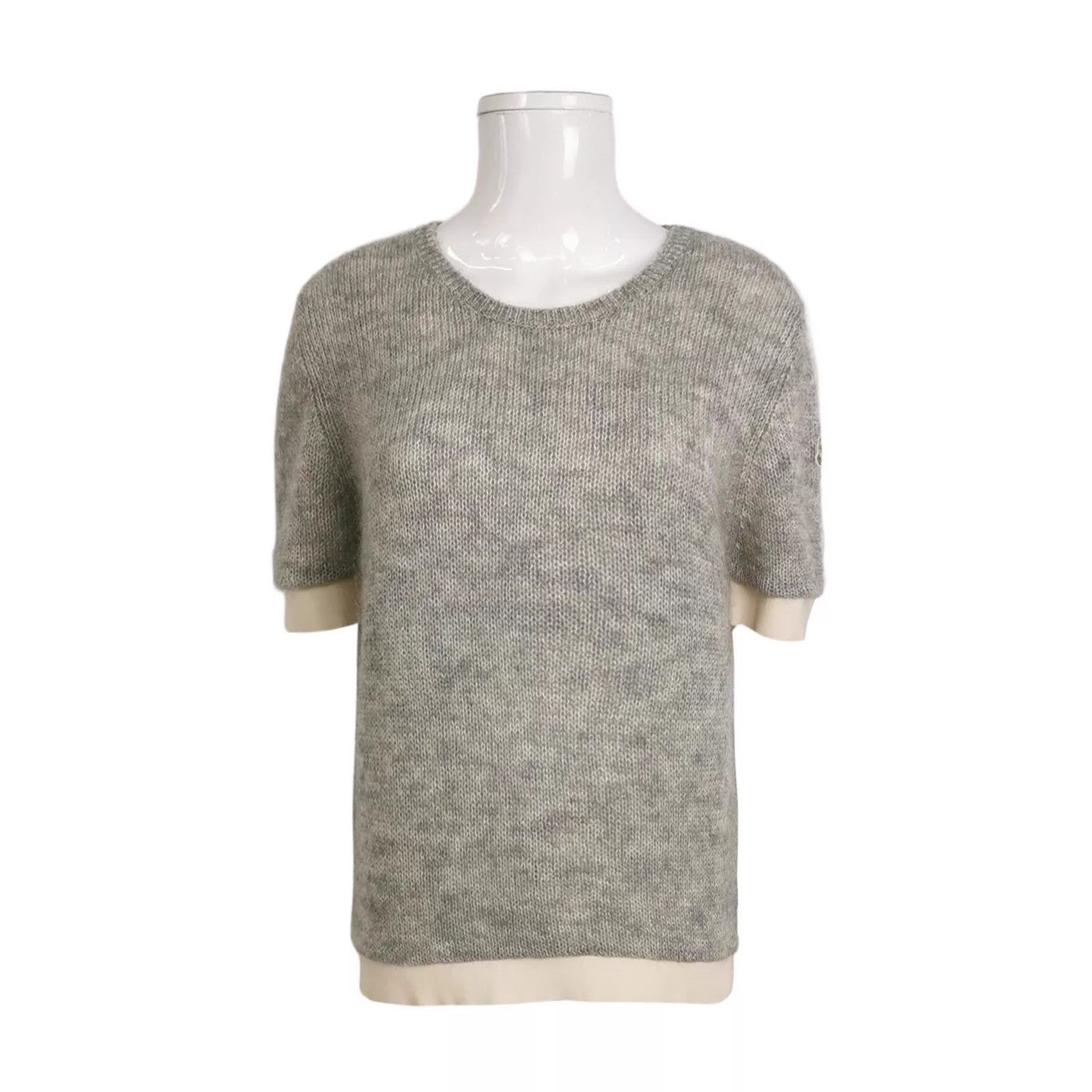 Moncler Gray Short Sleeve Knit Top Size US M / EU 48-50 / 2 - 1 Thumbnail
