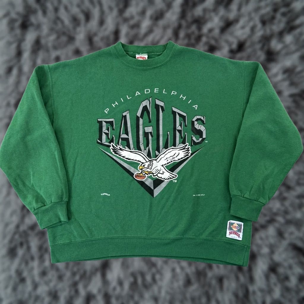 Nutmeg VINTAGE Nutmeg Sweatshirt Team 90s NFL Football Philadelphia Eagles Mens XL Green Graphic Print Crew Neck Pullover Long Sleeve Size US XL / EU 56 / 4 - 1 Thumbnail