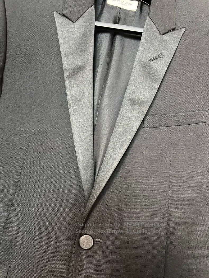 Saint Laurent Paris Saint Laurent Paris Satin Shawl Collar Wool Smoking Jacket Size US M / EU 48-50 / 2 - 4 Thumbnail
