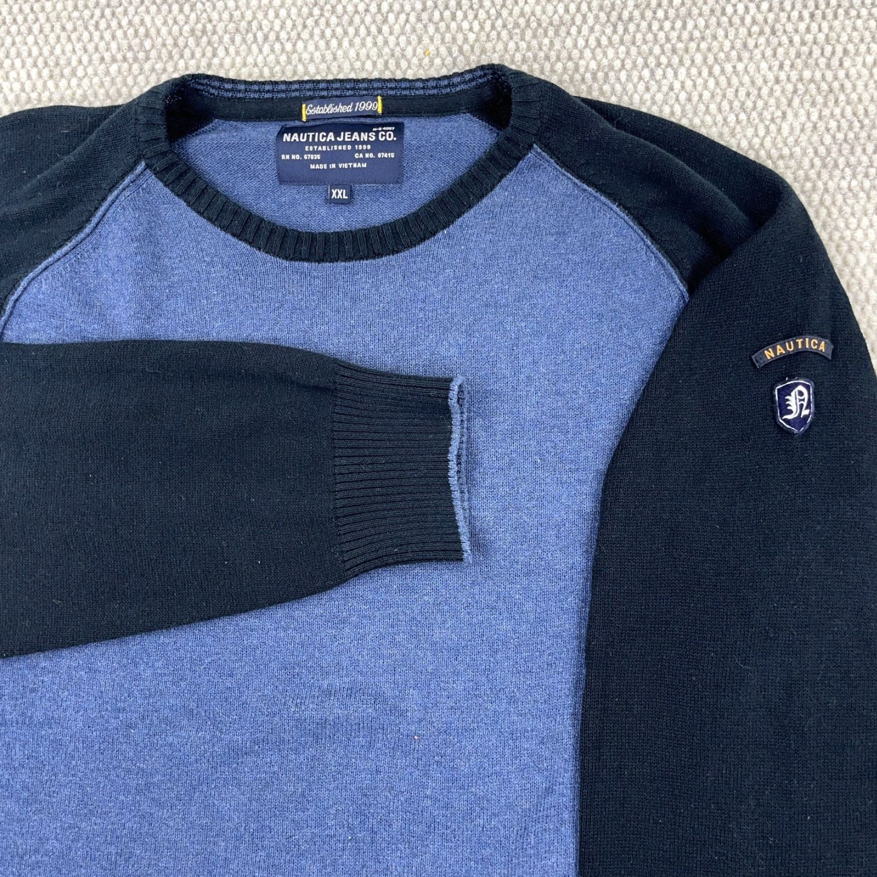 Nautica VINTAGE Nautica Men's Sweater XL Blue Crew Neck Pullover All Seasons Knit Logo Casual Size US XXL / EU 58 / 5 - 3 Thumbnail