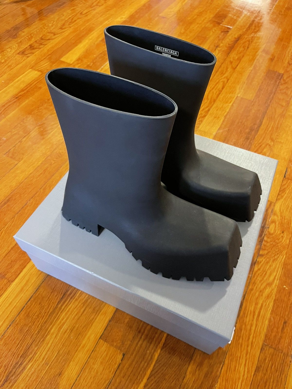 Pre-owned Balenciaga Rubber Trooper Boots In Black