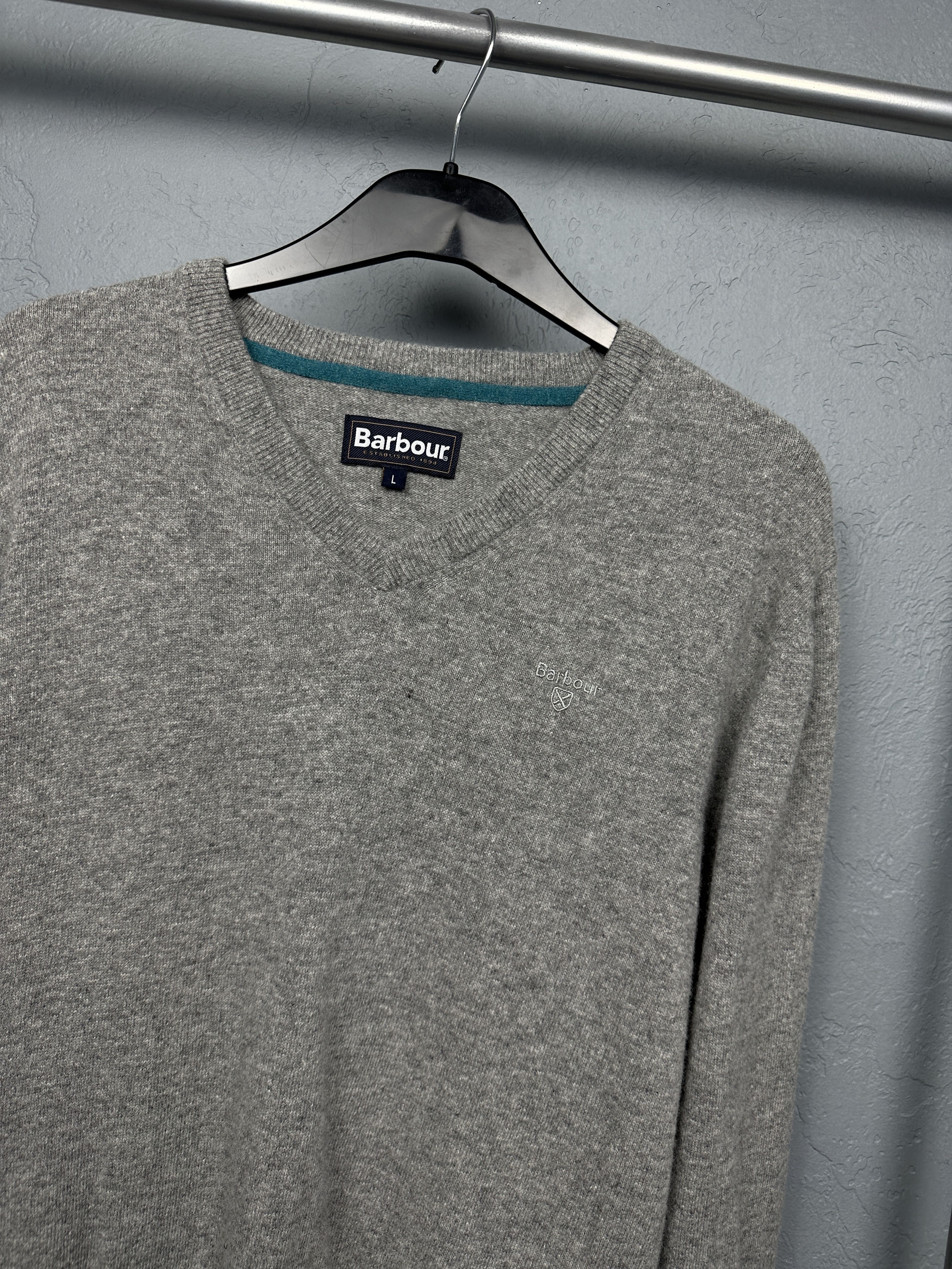 Barbour × Vintage Barbour Vintage Mens Wool V-Neck Sweater Size US L / EU 52-54 / 3 - 2 Thumbnail