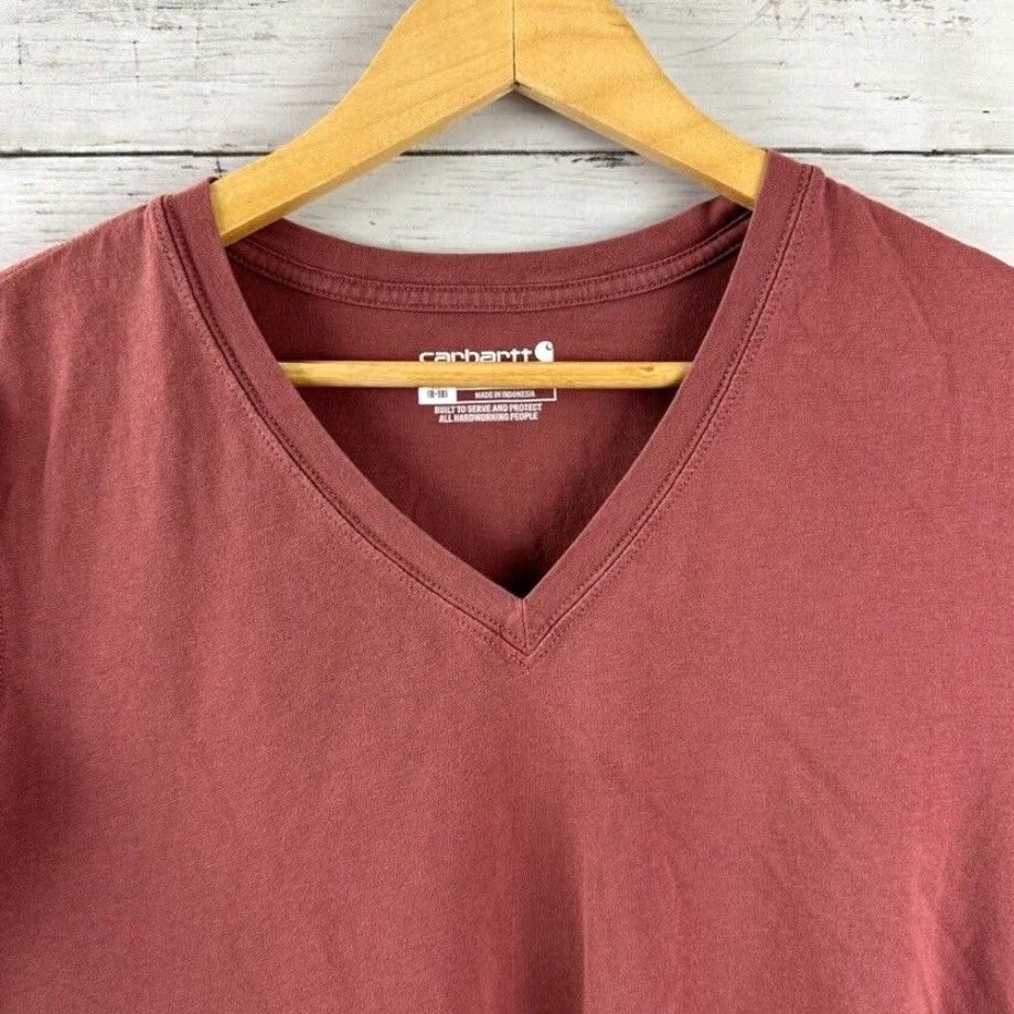 Carhartt Carhartt V-Neck T-Shirt Women Medium (8-10) Red Short Sleeve Casual Workwear Size M / US 6-8 / IT 42-44 - 2 Thumbnail