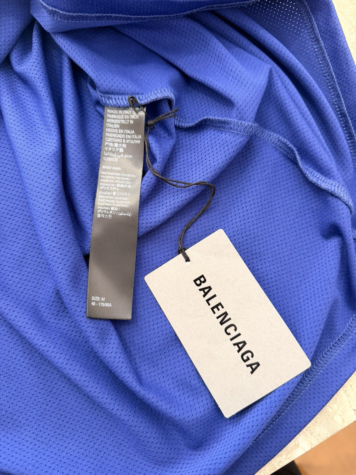 Balenciaga Balenciaga Long Sleeve Technical Mesh Swim Tee Blue Size M Size US M / EU 48-50 / 2 - 10 Thumbnail