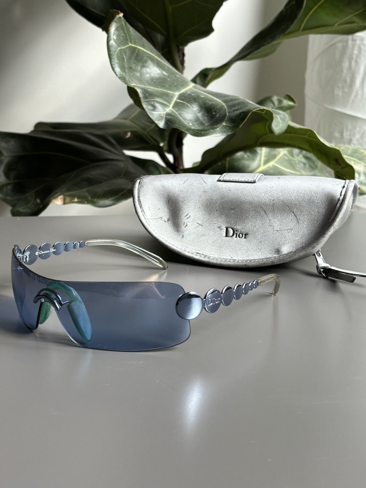 image of Christian Dior Monsieur x Dior Sunglasses Ruthenium Millenium Mask Shield Sport Bike in Blue, Men's