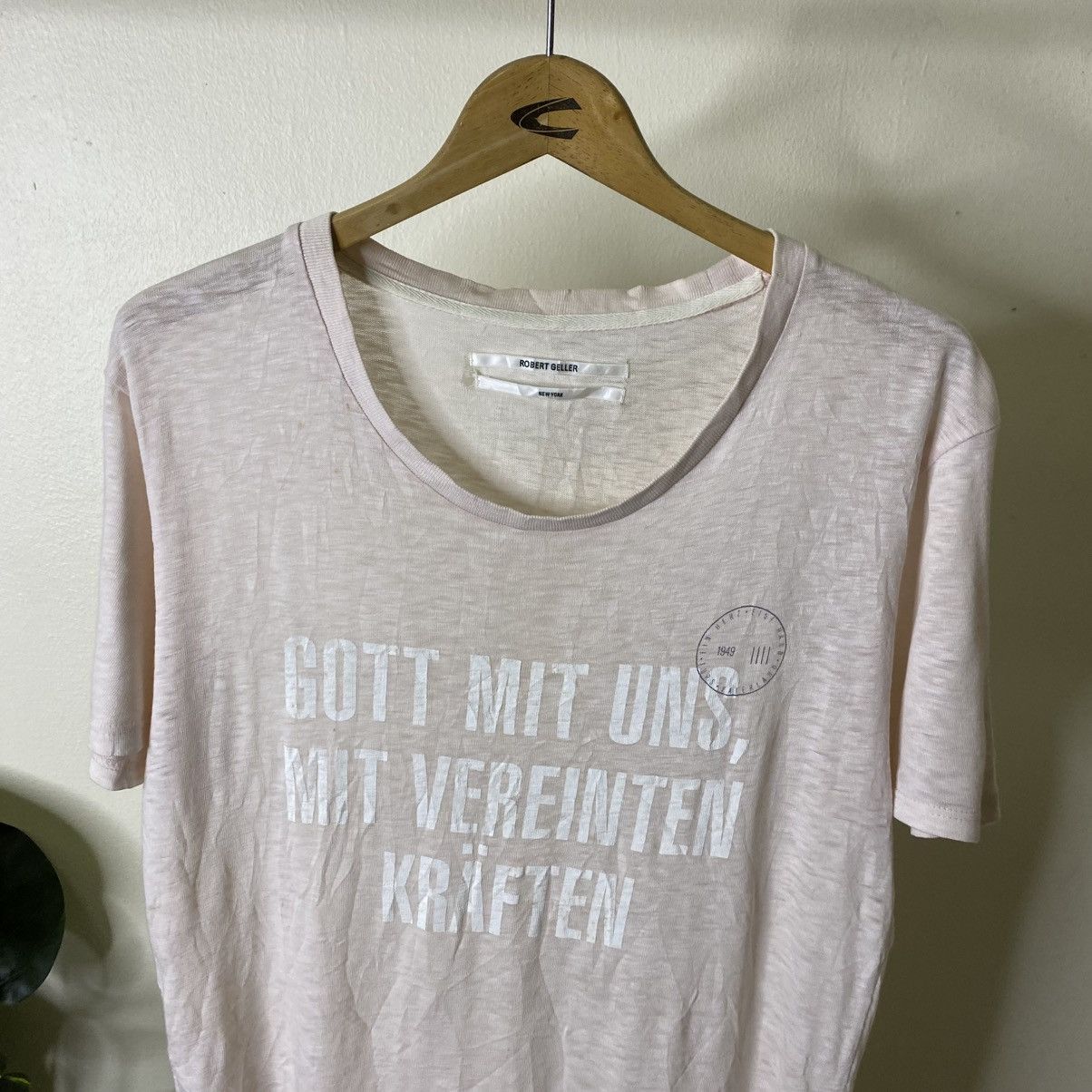 Robert Geller Pastel Pink Graphic T Shirt Size US M / EU 48-50 / 2 - 2 Thumbnail