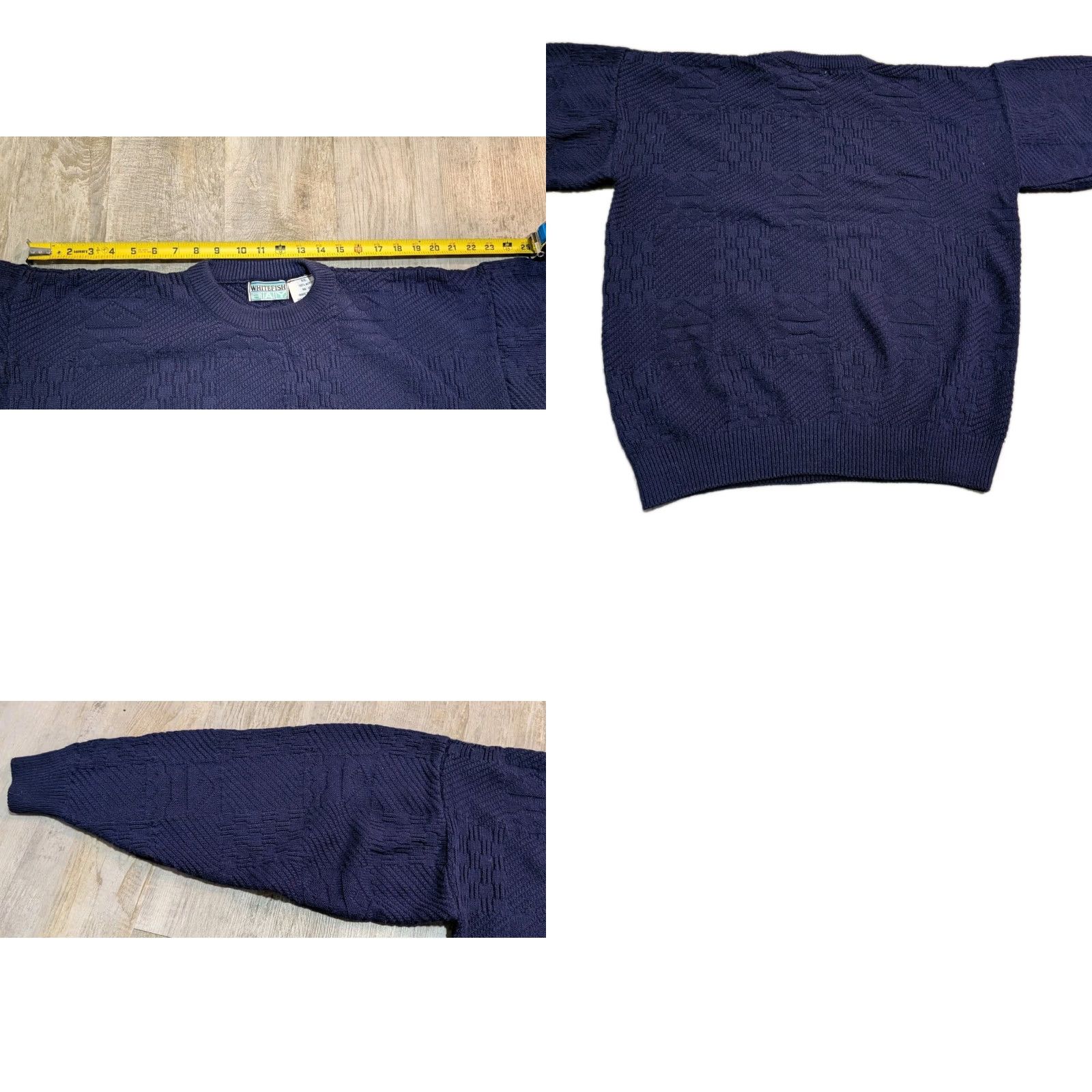 Vintage VINTAGE Whitefish Bay Blue Embossed 3D Mens Knit Sweater Crew Neck Blue Acrylic Hungary Size L Knit Pullover 90s Casual Mens Size US L / EU 52-54 / 3 - 9 Thumbnail