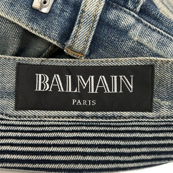 Balmain Balmain Distressed Mud Wash Biker Jeans Size US 29 - 4 Thumbnail