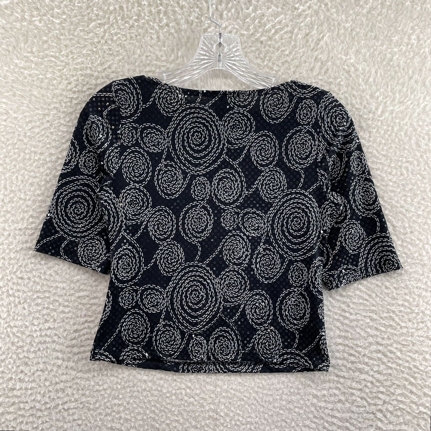 Vintage VINTAGE 90s Y2K Top Shirt Women M Black 3/4 Sleeve Slinky Stretch Cocktail Size M / US 6-8 / IT 42-44 - 2 Thumbnail
