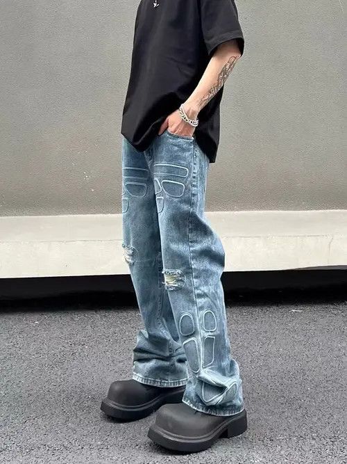 VIBE Distressed Wide Leg Jeans Size US 32 / EU 48 - 2 Thumbnail