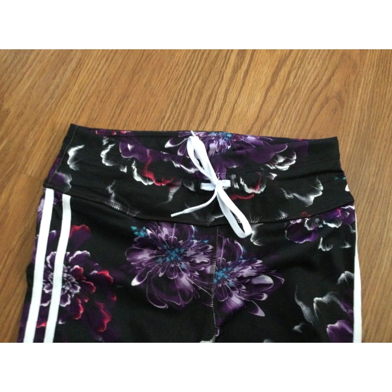 Avia Avia Women's Floral Leggings with White Stripe Size M 8-10 Size 32" / US 10 / IT 46 - 3 Thumbnail