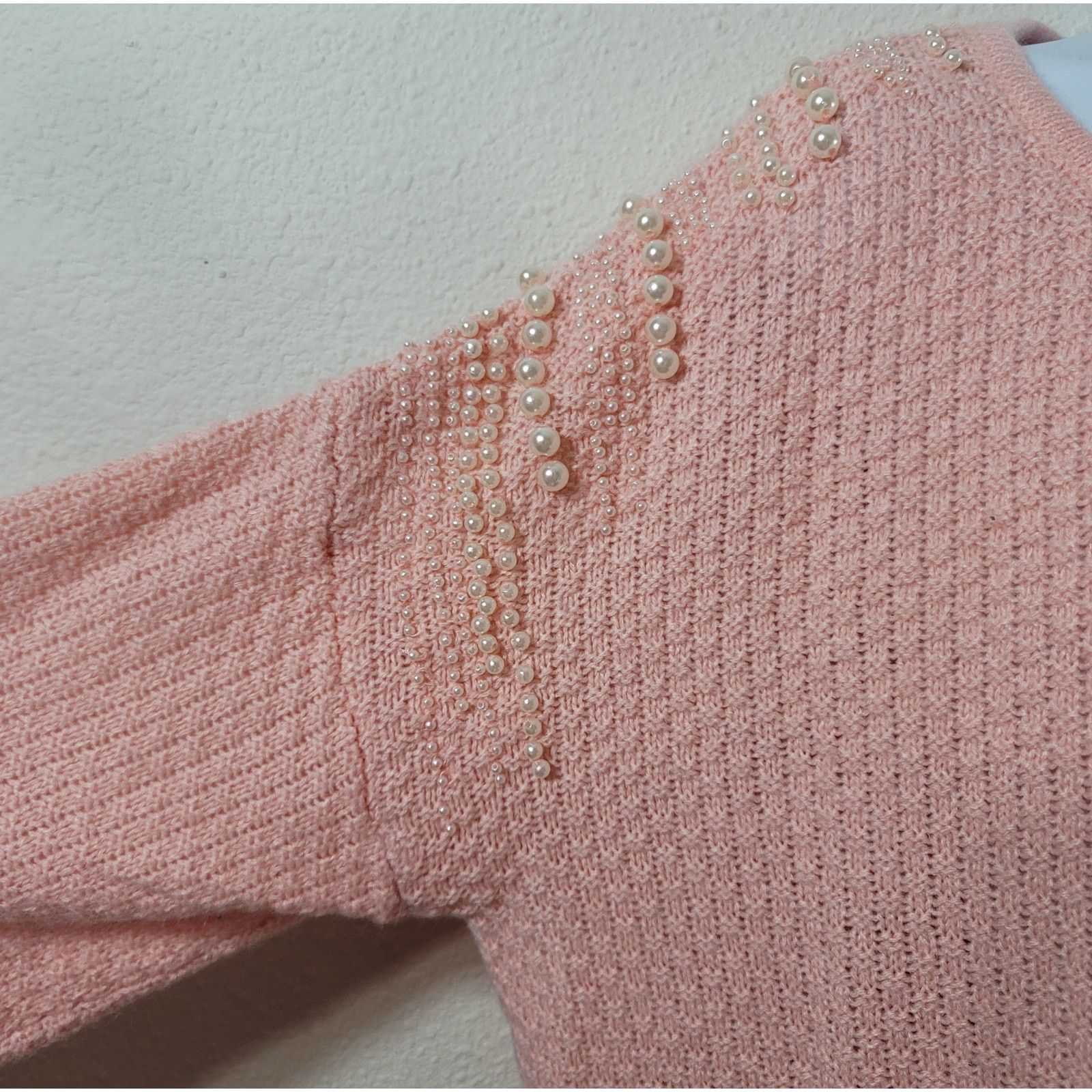 Other Cato Pink Waffle Knit Pearls On Shoulders Sweater XL Stretch Size XL / US 12-14 / IT 48-50 - 6 Thumbnail