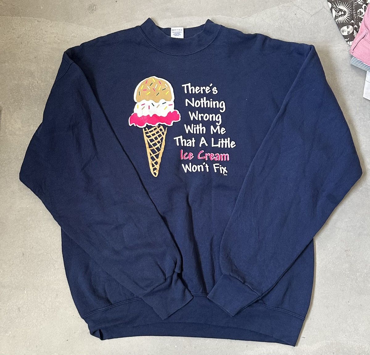 Vintage VINTAGE ICE CREAM WORDING HUMOR SWEATSHIRT Size US XL / EU 56 / 4 - 1 Thumbnail