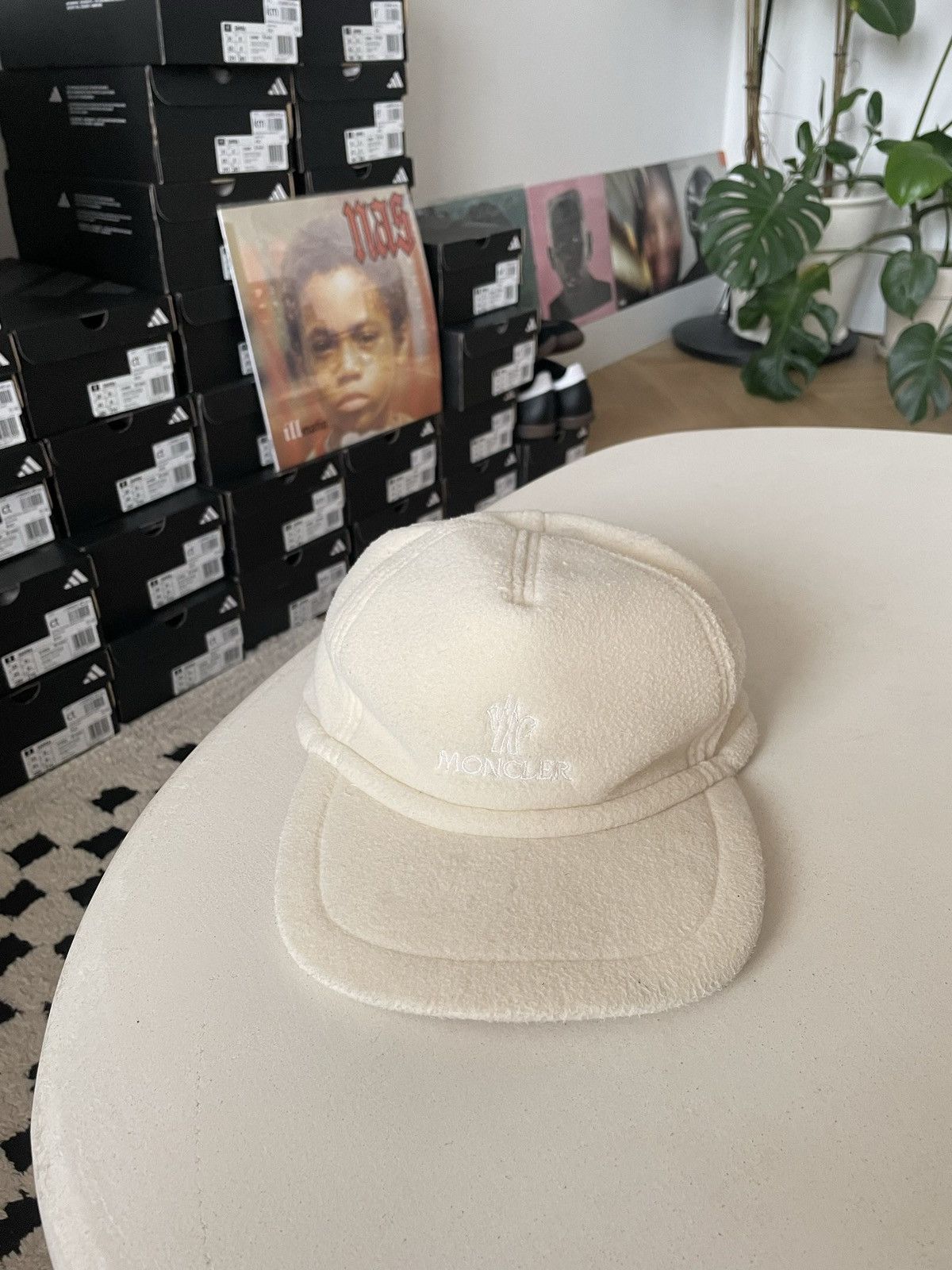 image of Dad Hat x Moncler Vintage Moncler Fleece Hat Cream 90's Designer Luxury, Men's