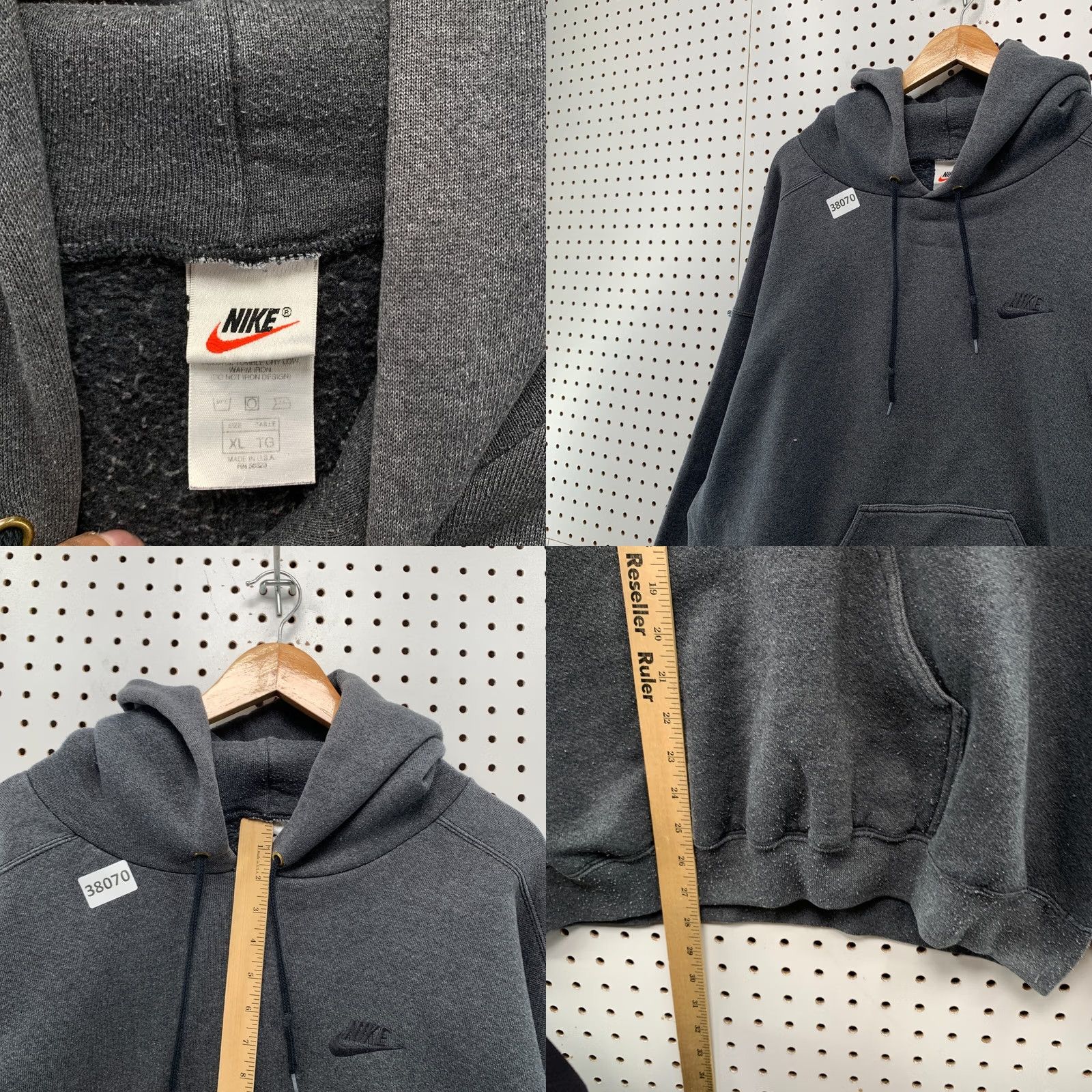 Nike VINTAGE Nike Hoodie Mens XL Gray Heavyweight Swoosh 90s Sweatshirt Pullover USA Size US XL / EU 56 / 4 - 8 Thumbnail