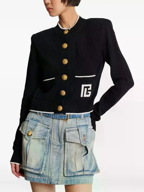 Balmain o1s1wg111225 Knitted Cardigan in Black Size S / US 4 / IT 40 - 4 Thumbnail