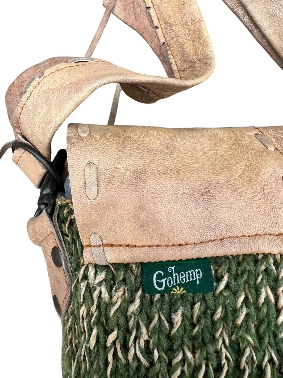 Leather Vintage Gohemp Gowest Japan Distress Patina Leather Wool Bag Size ONE SIZE - 11 Thumbnail