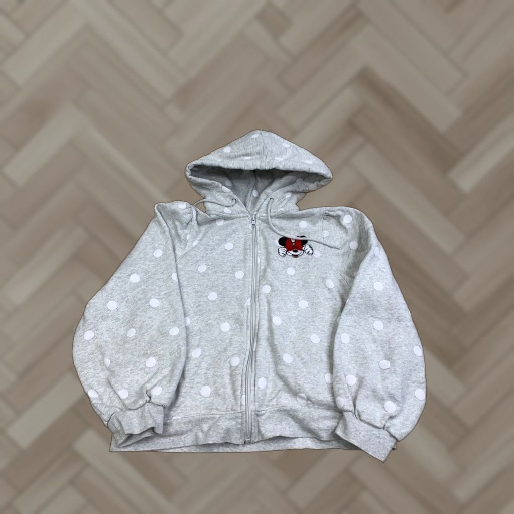 Disney Disney Parks Minnie Mouse Polka Dot Hoodie Jacket Women S Gray Zip Hoodie Size S / US 4 / IT 40 - 1 Thumbnail