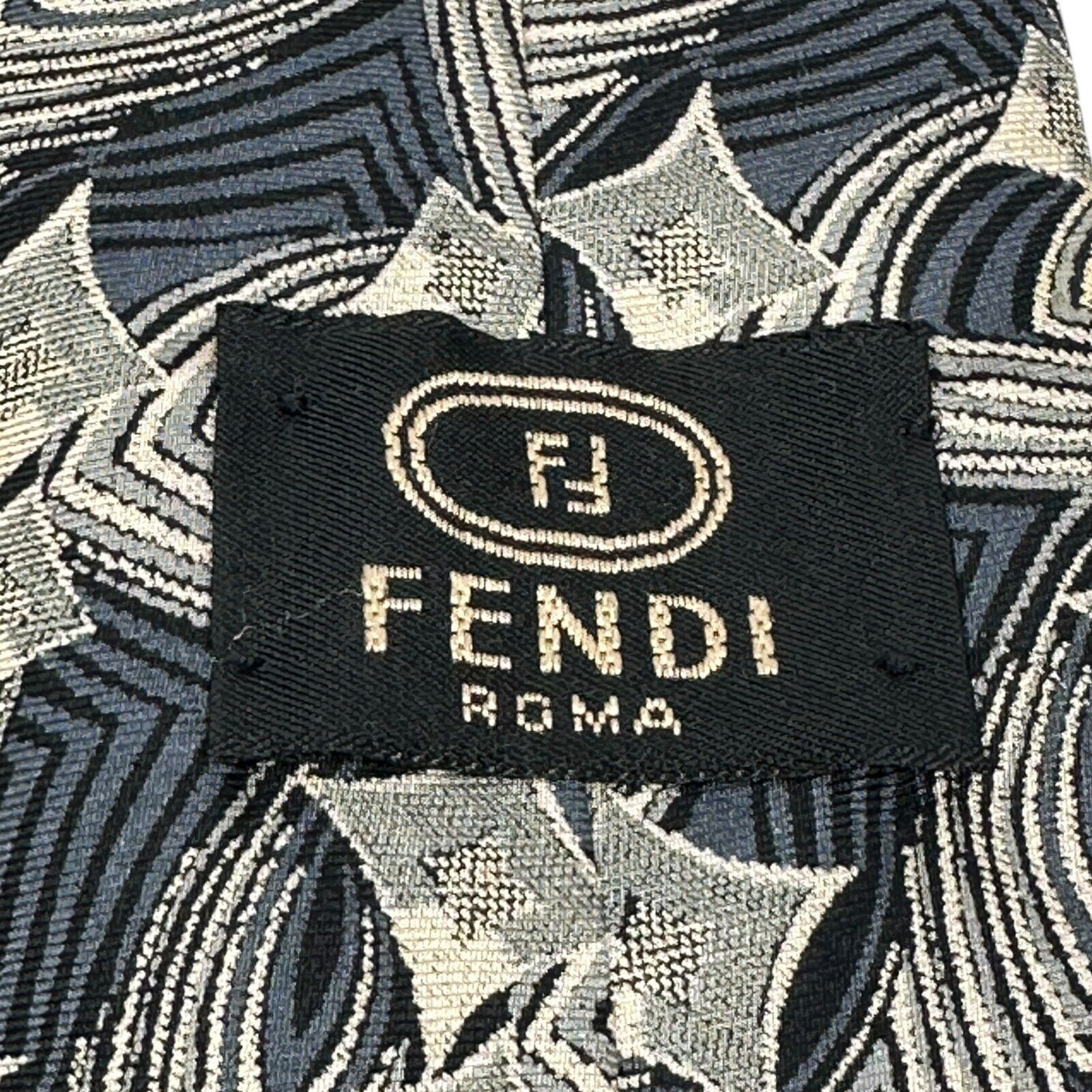 Fendi Fendi Neck Tie Men's One Size Blue Gray Beige 3.5” X 57” Size ONE SIZE - 4 Thumbnail