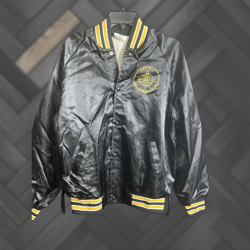 VINTAGE West Ark Jacket Mens Large Satin Bomber Snap Front Lined Made In USA
