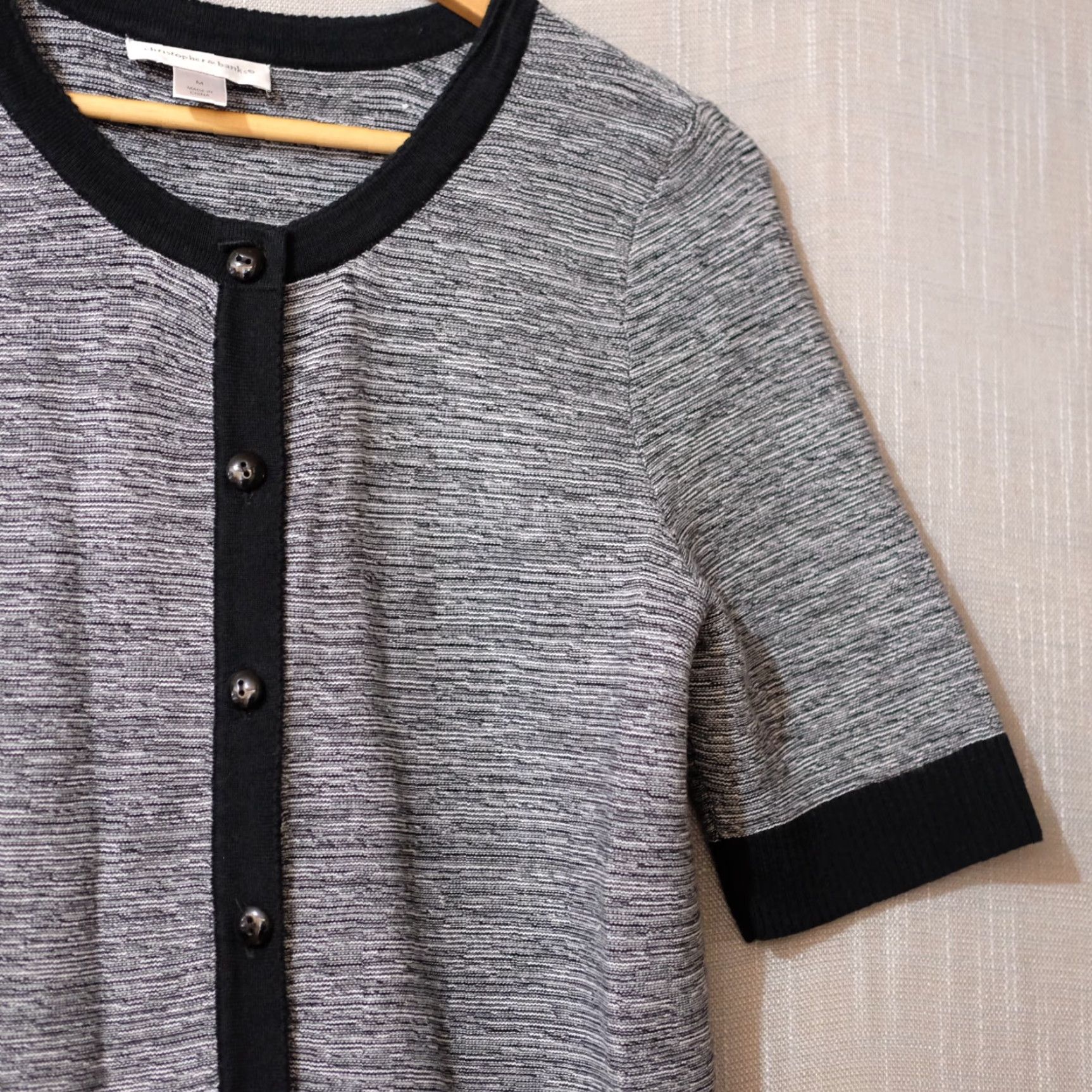 Vintage EUC Christopher & Banks Cardigan Black/White/Red Short Sleeve Women's M #H73-10 Size M / US 6-8 / IT 42-44 - 3 Thumbnail