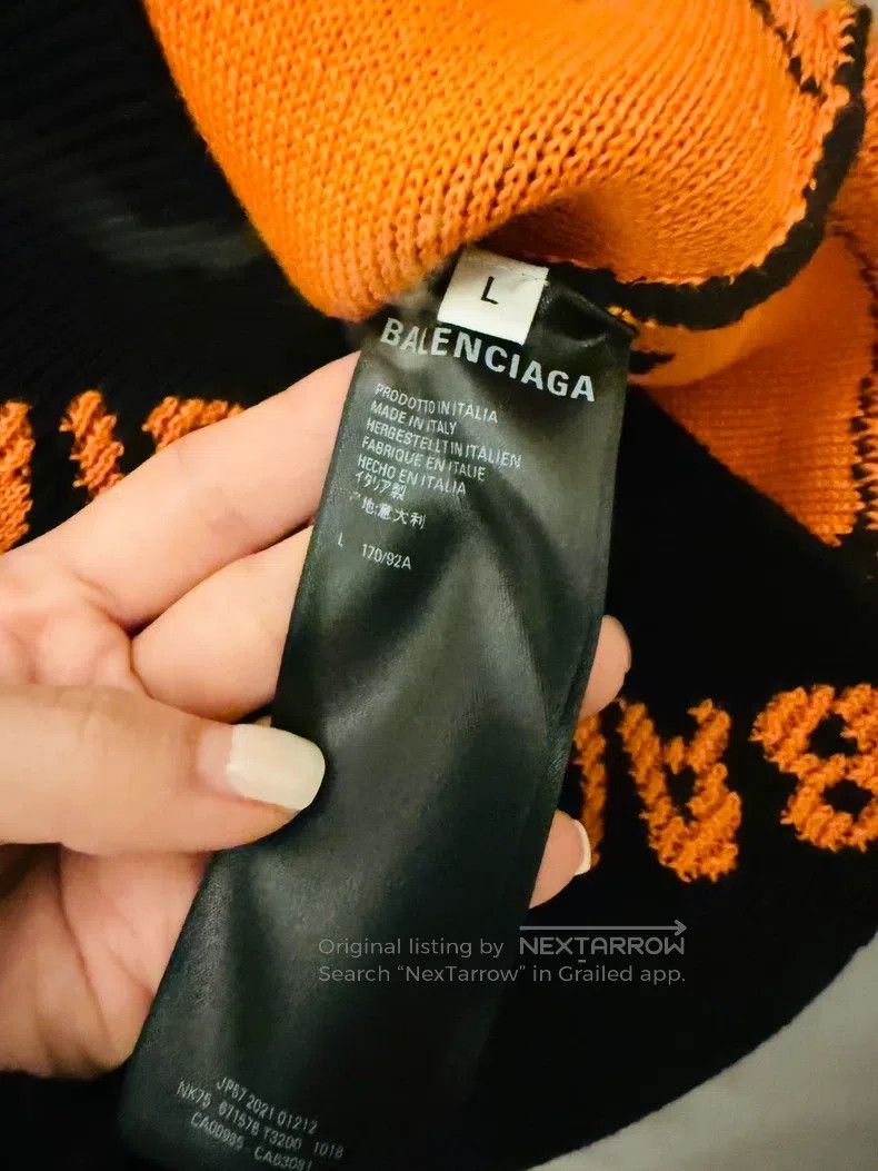 Balenciaga Balenciaga Black and orange logo round neck sweater Size US L / EU 52-54 / 3 - 5 Thumbnail