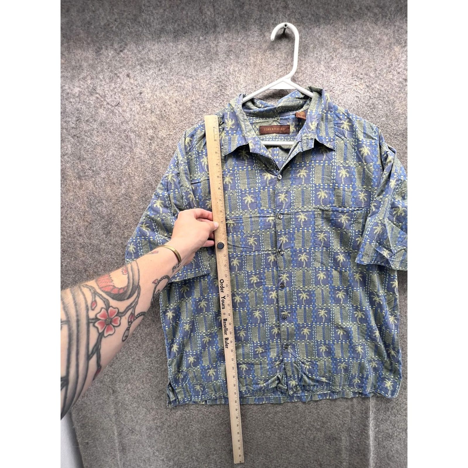 Tori Richard Tori Richard Shirt Mens Large Blue Palm Tree Hawaiian Short Sleeve Button Front Size US L / EU 52-54 / 3 - 4 Thumbnail