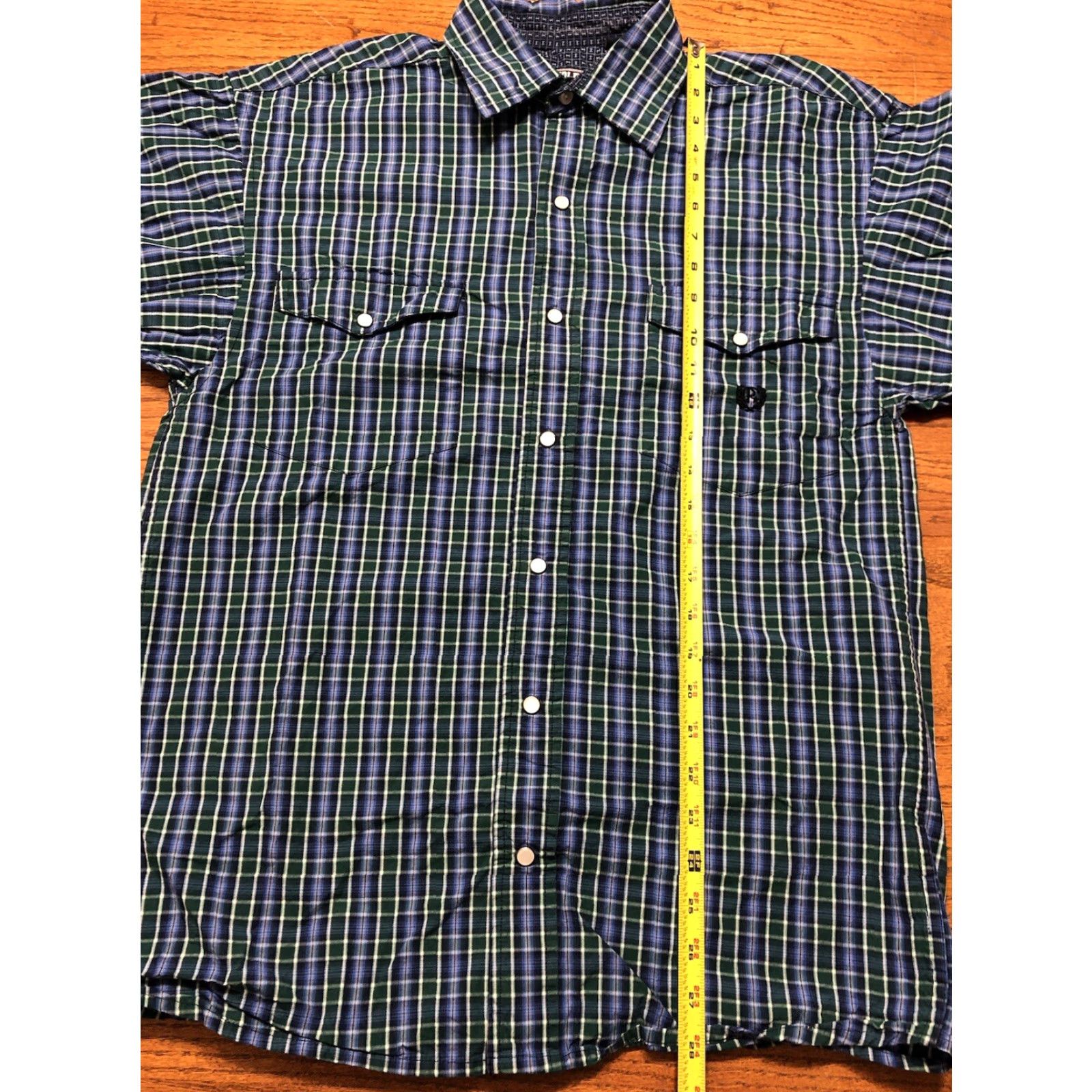Vintage Panhandle Shirt Mens Tag Medium Plaid Cotton Pearl Snap Blue Green Western Size US M / EU 48-50 / 2 - 7 Thumbnail