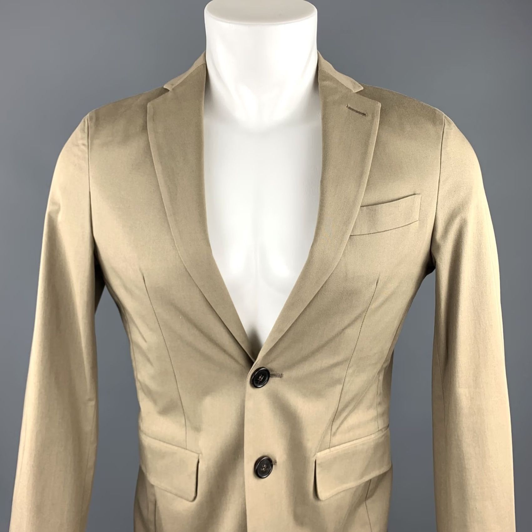 Dsquared2 DSQUARED2 Sport Coat Size 36 Taupe Cotton Blend Notch Lapel Size US XXS / EU 40 - 2 Thumbnail