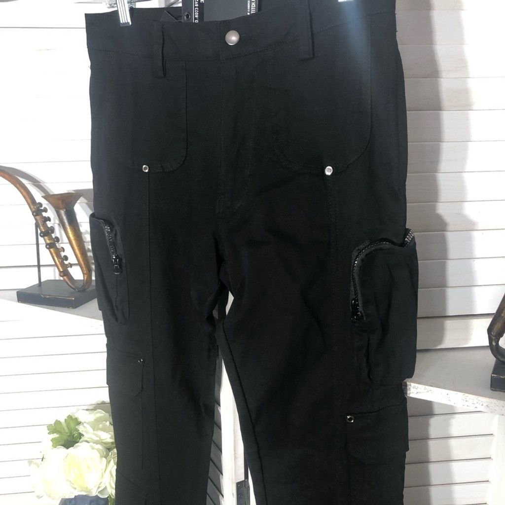 Hot Topic NWT Hot Topic black pants goth zipper cargo cotton Sz 32 X34 Size US 32 / EU 48 - 3 Thumbnail