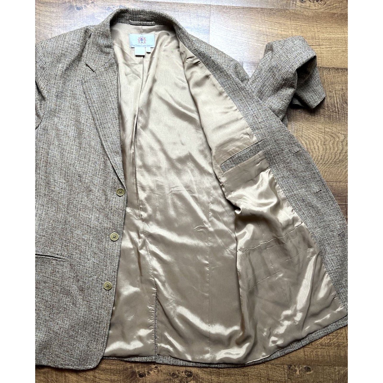 The Territory Ahead Territory Ahead Blazer Mens Large Long Brown Silk Lined Button Up Coat Size 42R - 5 Thumbnail