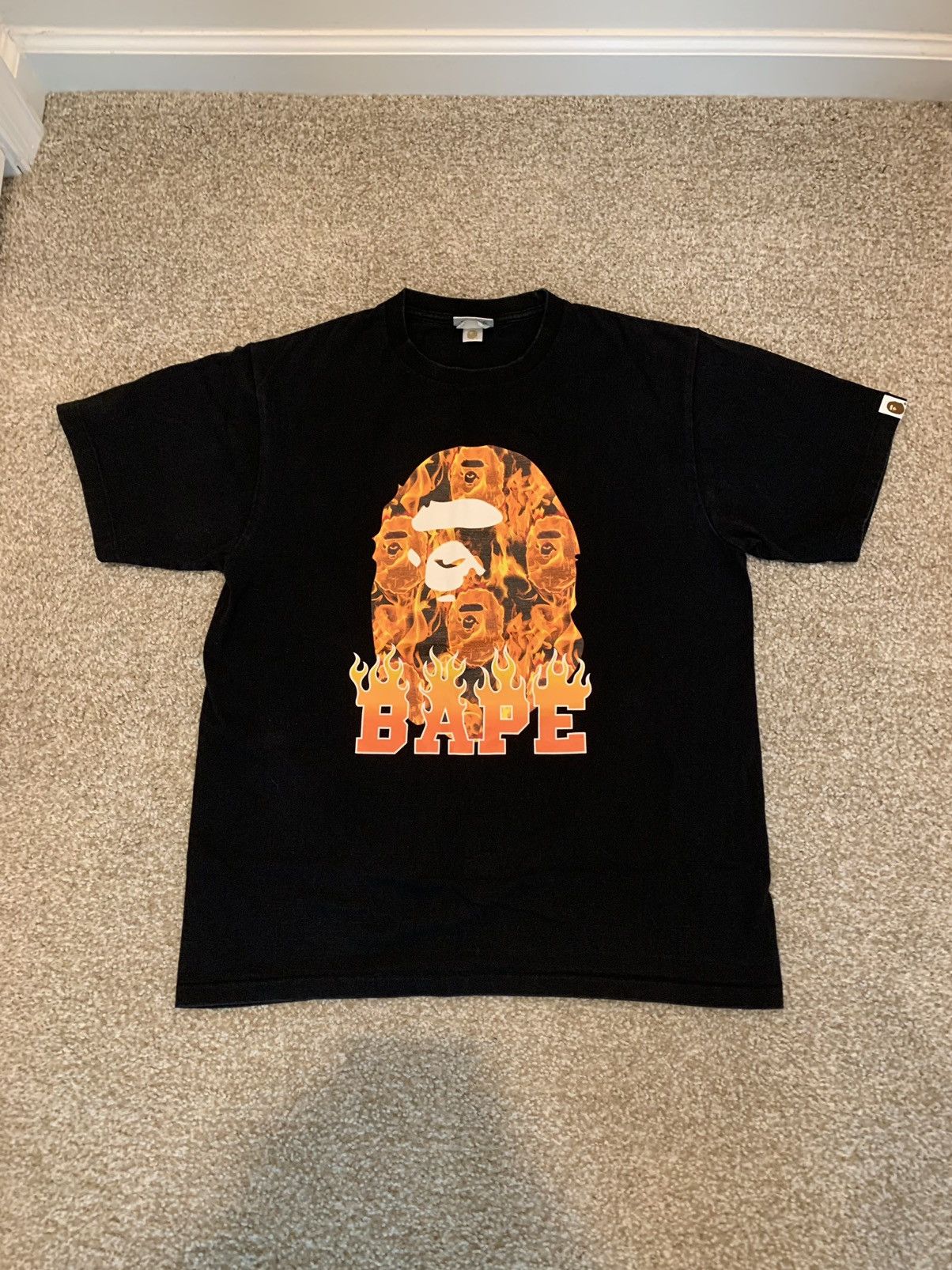 BAPE Flame Side Shark Tee White/Orange