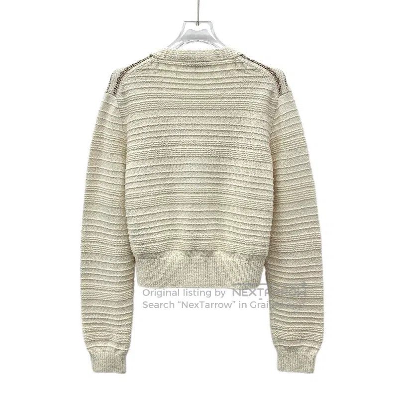 Loro Piana Loro Piana Multicolor Striped Cotton V-neck Single-breaste Size XS / US 0-2 / IT 36-38 - 2 Thumbnail