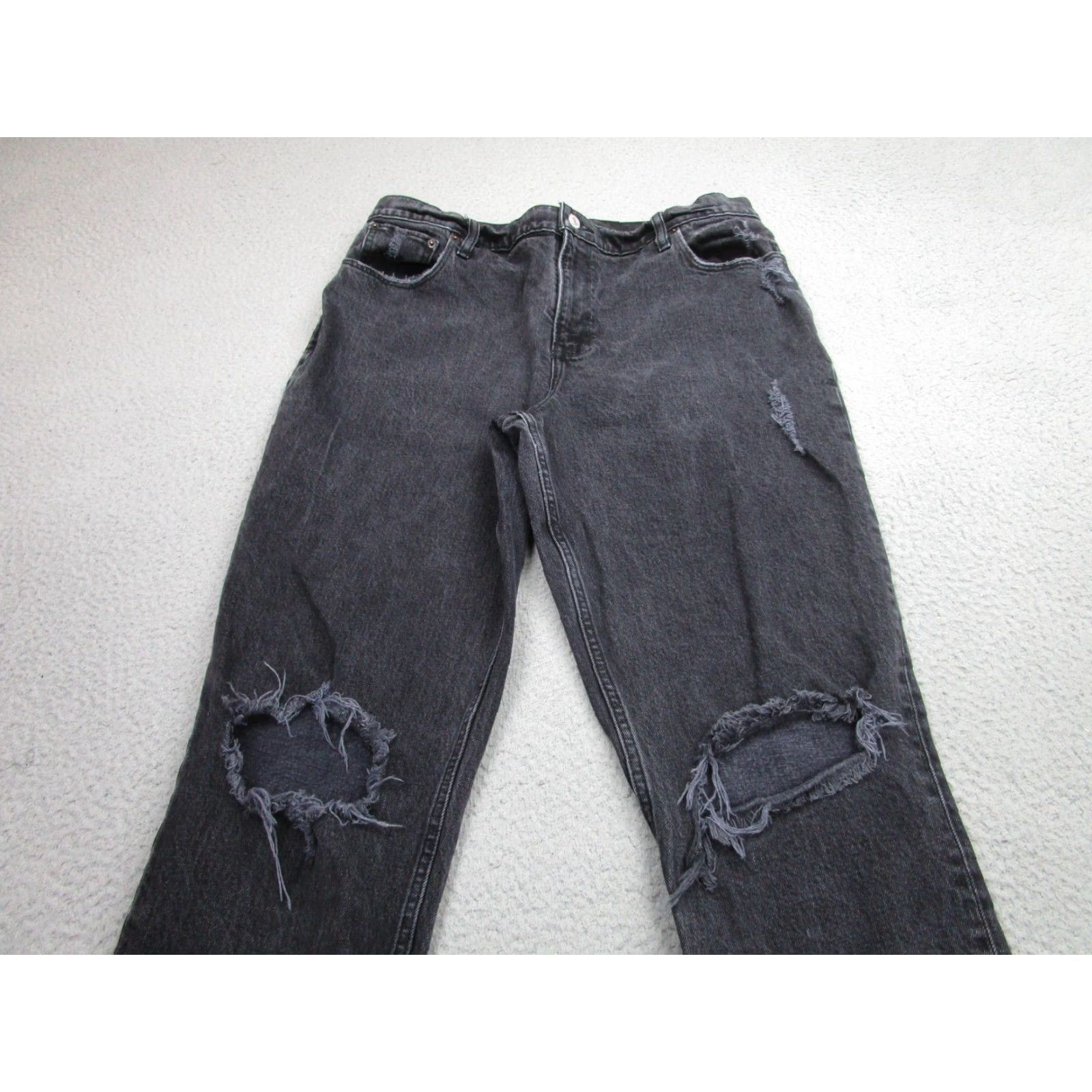 Abercrombie & Fitch Abercrombie & Fitch Jeans Womens 33 Black High Rise Distressed 90s Straight Charcoal Wash Size 24" / US 00 / IT 34 - 3 Thumbnail
