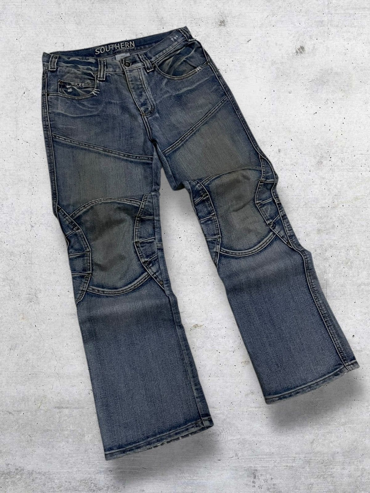 Japanese Brand SOUTHERN 90S JAPAN DESIGNER BIKERS DISTRESSED MUDWASH DENIM Size US 32 / EU 48 - 2 Thumbnail