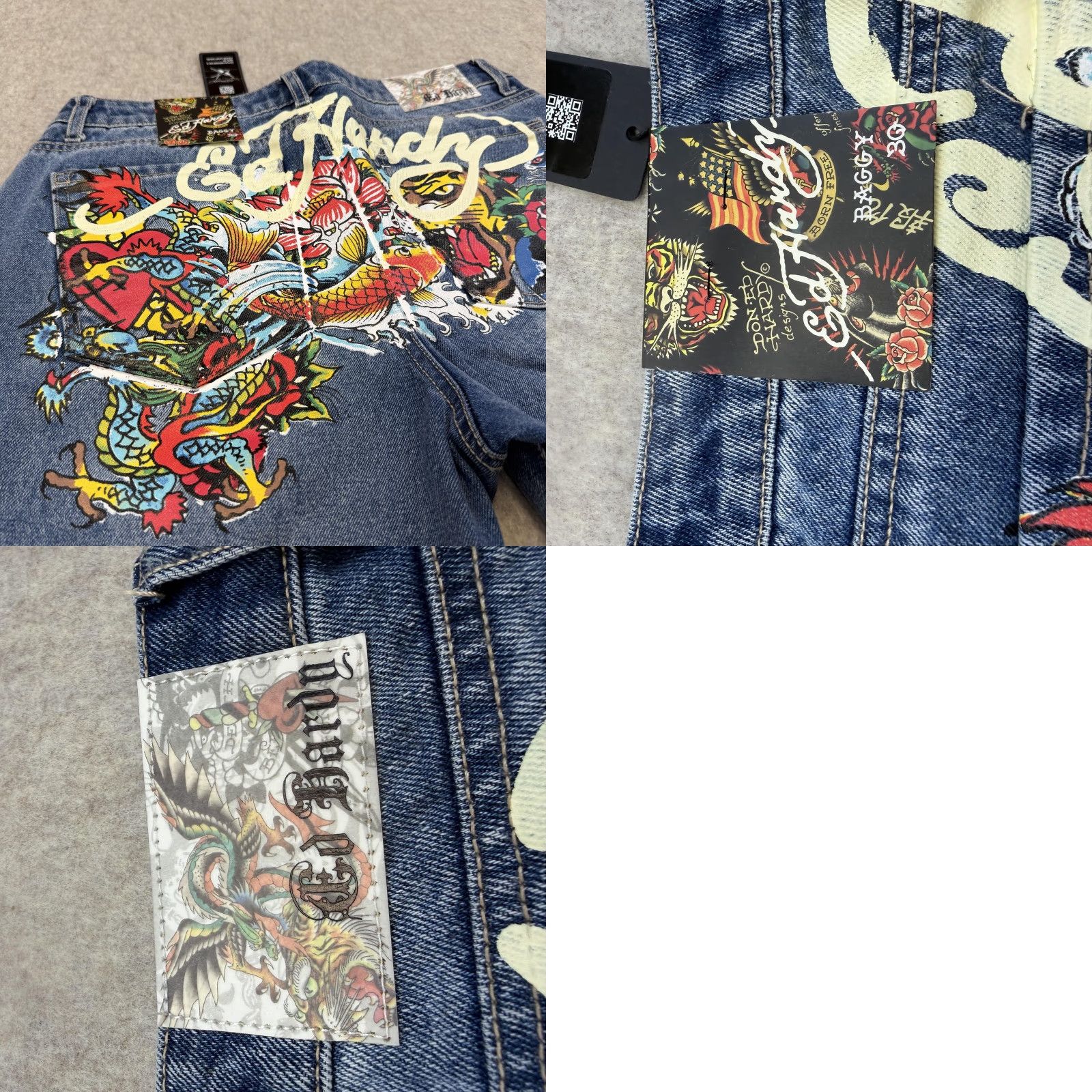 Ed Hardy Ed Hardy Jeans Mens 30 Light Wash Baggy Koi Dragon Tiger Snake Graphic Jeans Size US 30 / EU 46 - 10 Thumbnail