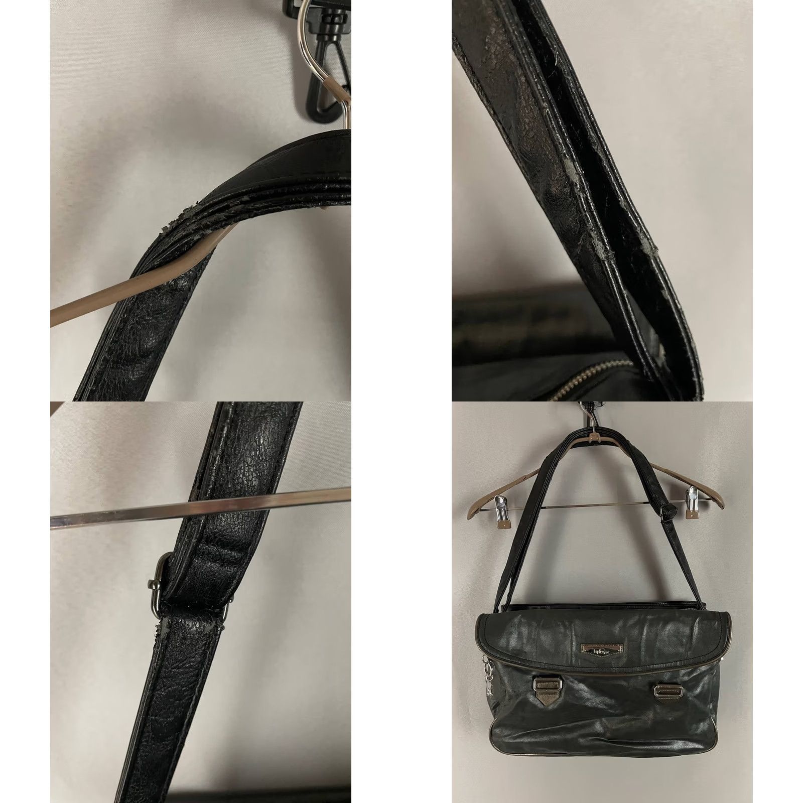 Vintage Kipling Shoulder Bag Black Leather Crossbody Strap Unisex Vintage Women Ladies Purse Handbag Casual Formal Party Bag Size ONE SIZE - 8 Thumbnail