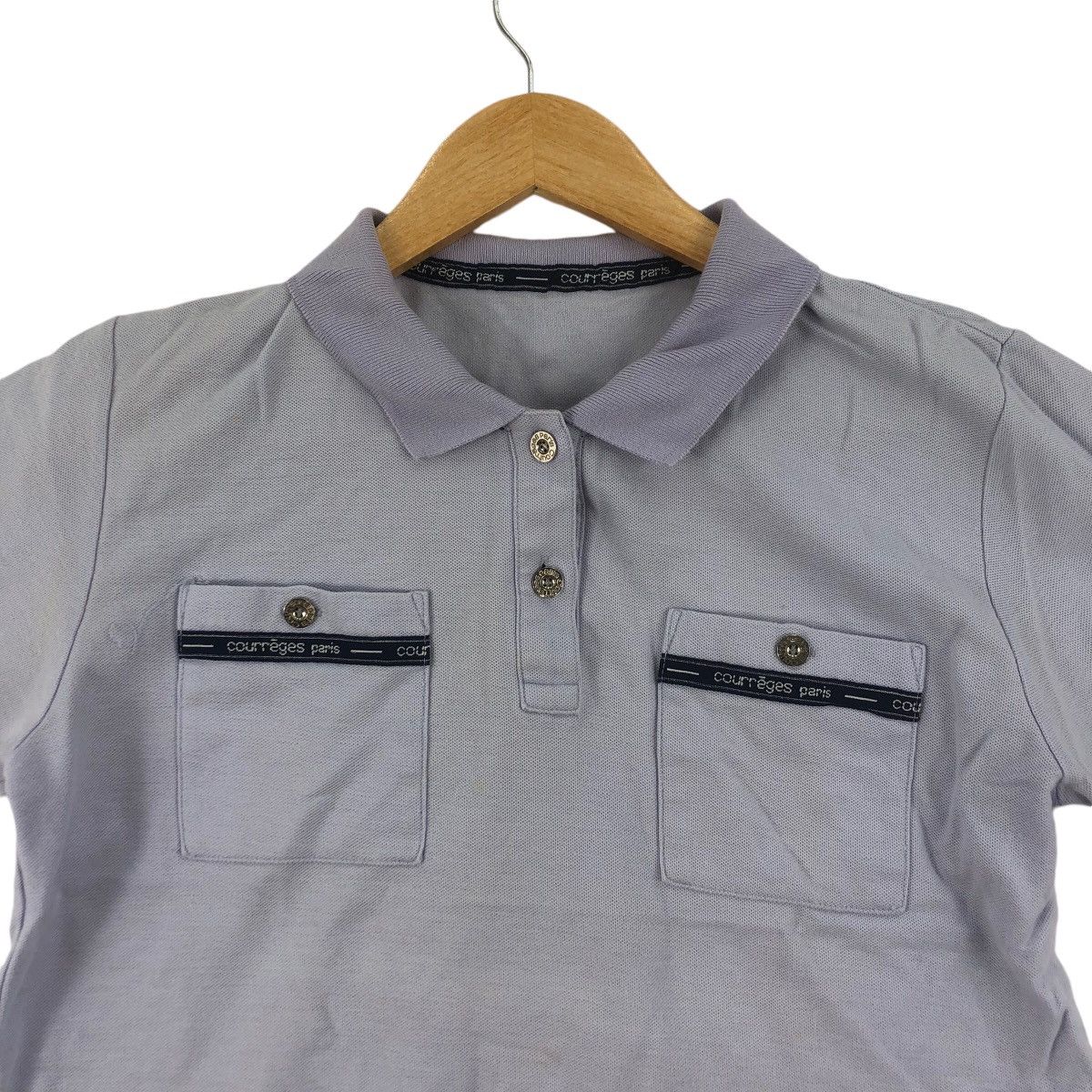 Courreges Vintage COURREGES PARIS Double Pocket Polo Tee Shirt Top Size US M / EU 48-50 / 2 - 2 Thumbnail