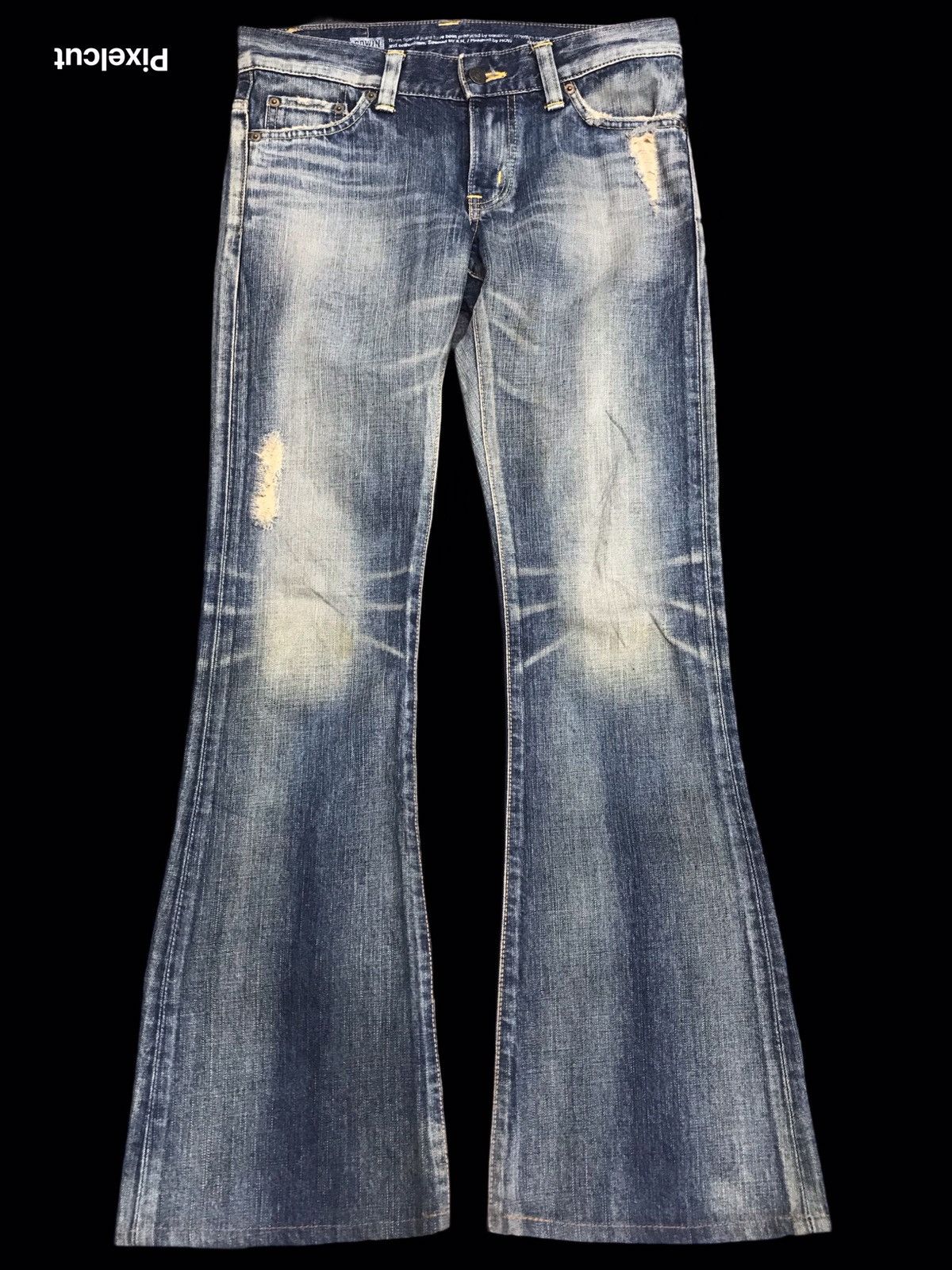 Edwin Bootcut🔥EDWIN Bootcut Distressed Jeans F12 Size 31" - 2 Thumbnail