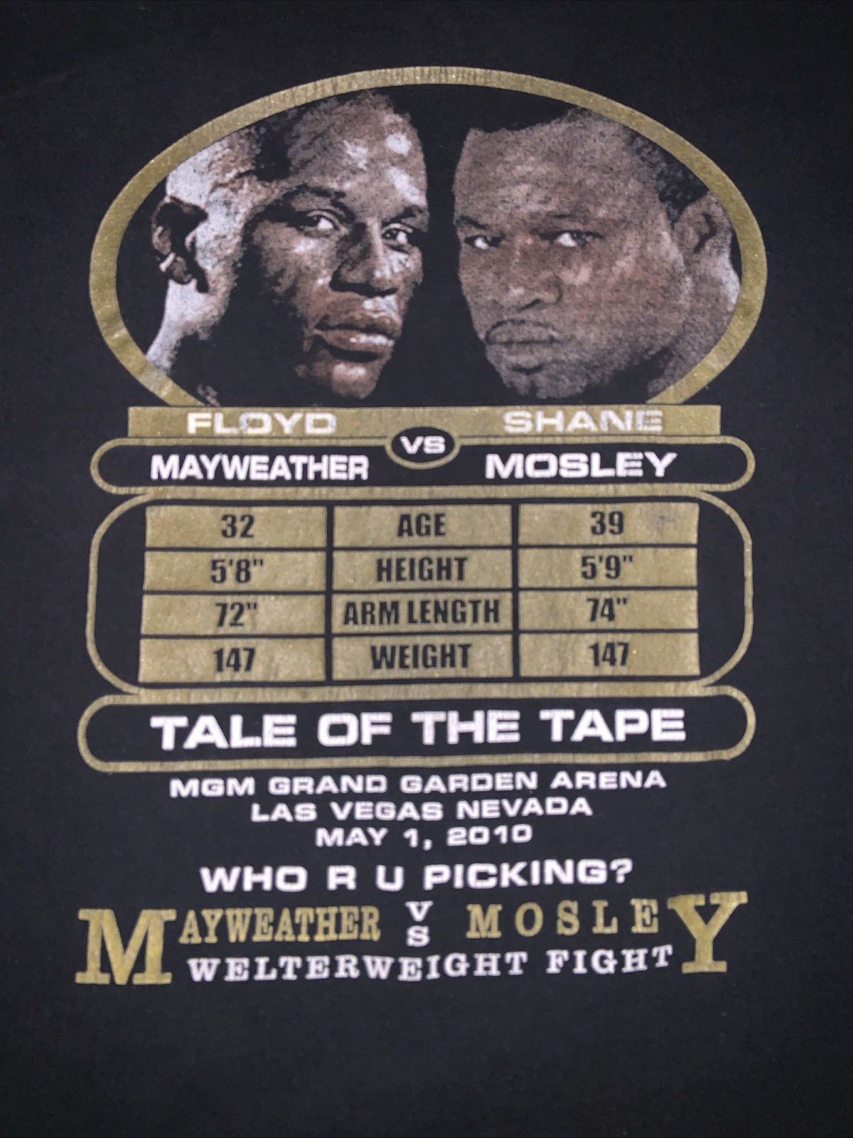 Alstyle Mayweather VS Mosley - Size XL - T-Shirt Size US XL / EU 56 / 4 - 5 Thumbnail
