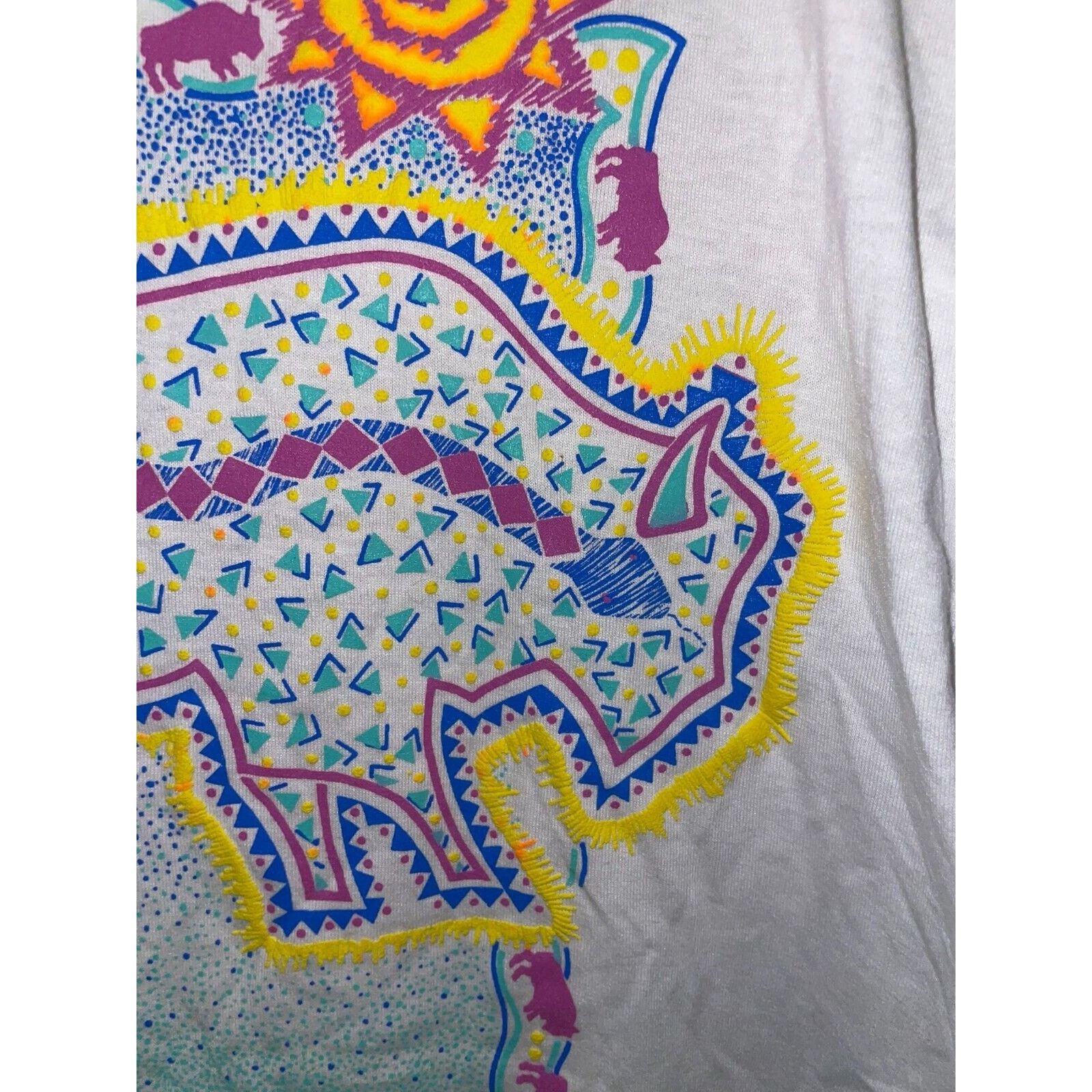 Jerzees Vintage South Daktoa Shirt Tribal Buffalo White M Tee Size US M / EU 48-50 / 2 - 2 Thumbnail