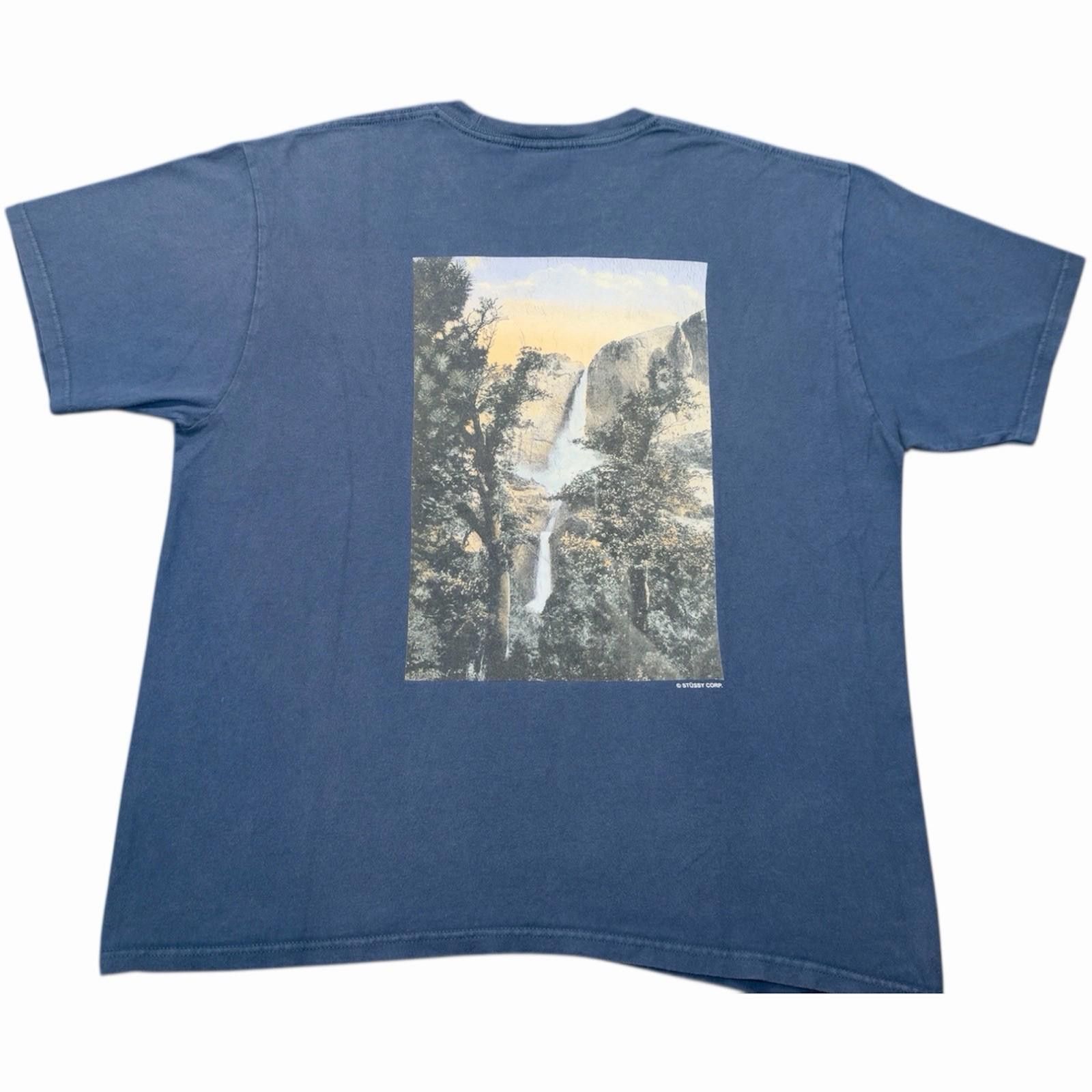 Stussy Stüssy Falls Tee Navy Blue T-Shirt Waterfall 23.5” x 27” Lg Size US L / EU 52-54 / 3 - 4 Thumbnail