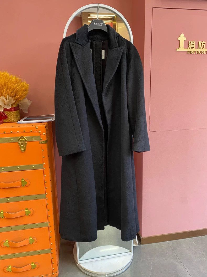 Max Mara Long Black Nightgown Alpaca Coat