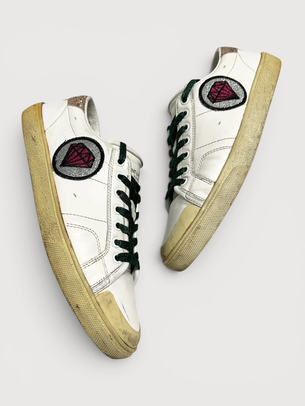 Saint Laurent Paris SS2016 Court Classic “Surf Sound” Diamond Patch Sneakers Size US 8 / EU 41 - 3 Thumbnail
