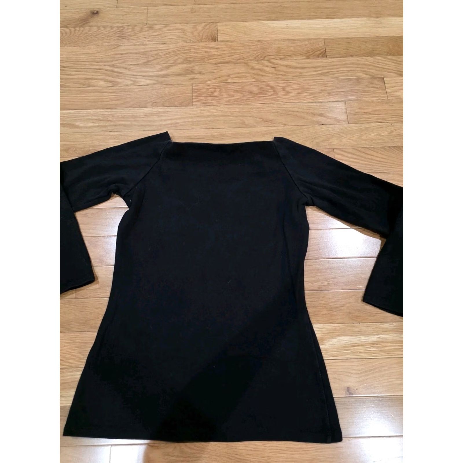 J.Crew J.CREW Long Sleeve Top Cotton Black Crew Neck S Small Women Square Neck Dark Black (Pre-owned) Size S / US 4 / IT 40 - 4 Thumbnail