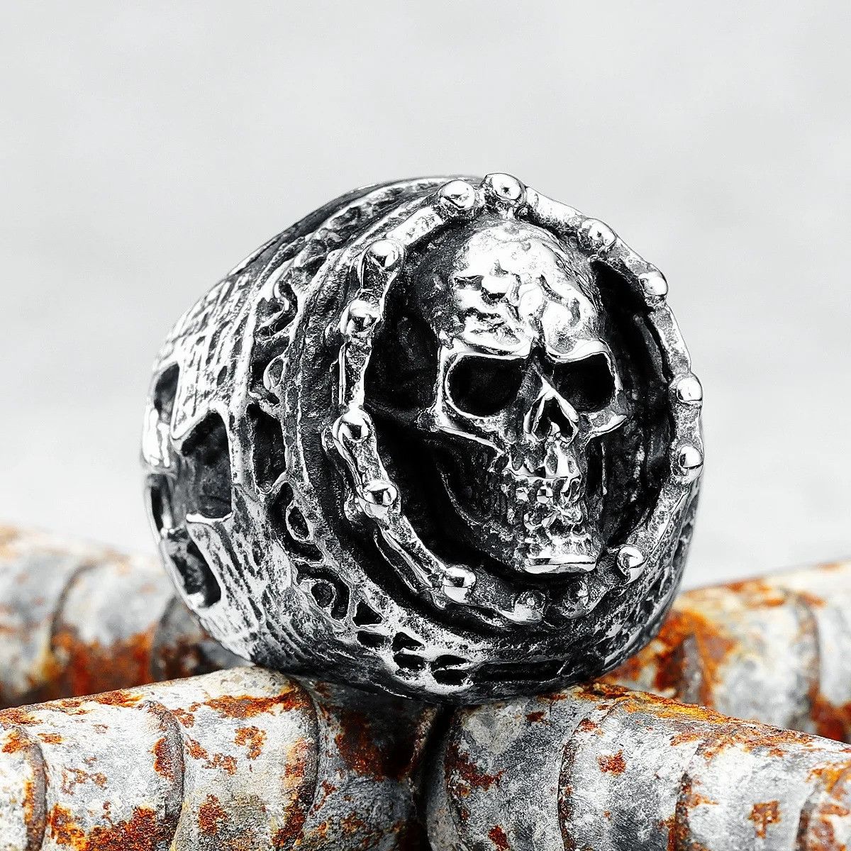 Jewelry Punk Skull Ring Streetwear Jewelry Fashion Gift Size ONE SIZE - 2 Thumbnail