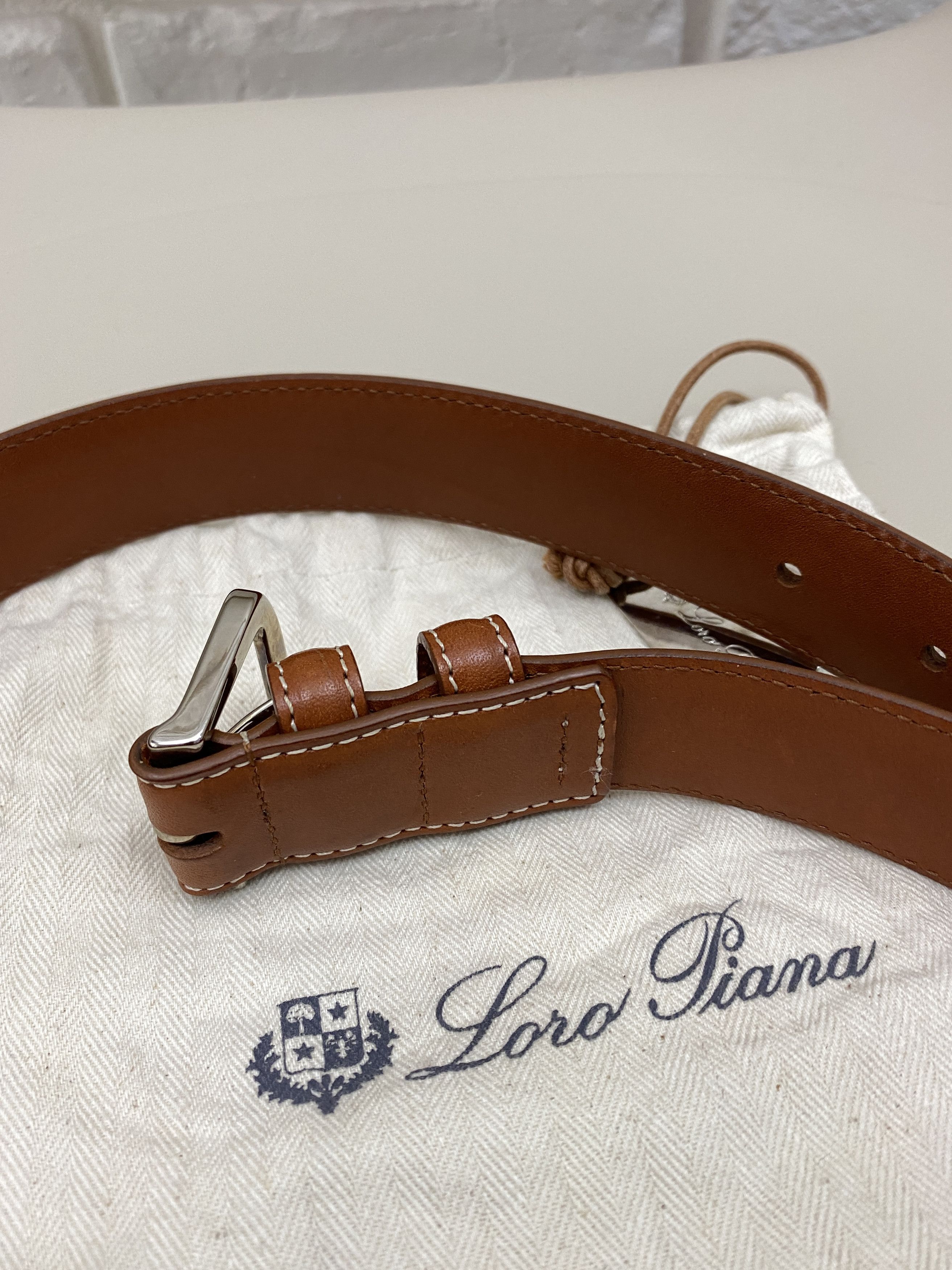 Leather LORO PIANA Alsavel Classic Leather Belt Brown Size 80/32 Size ONE SIZE - 6 Thumbnail