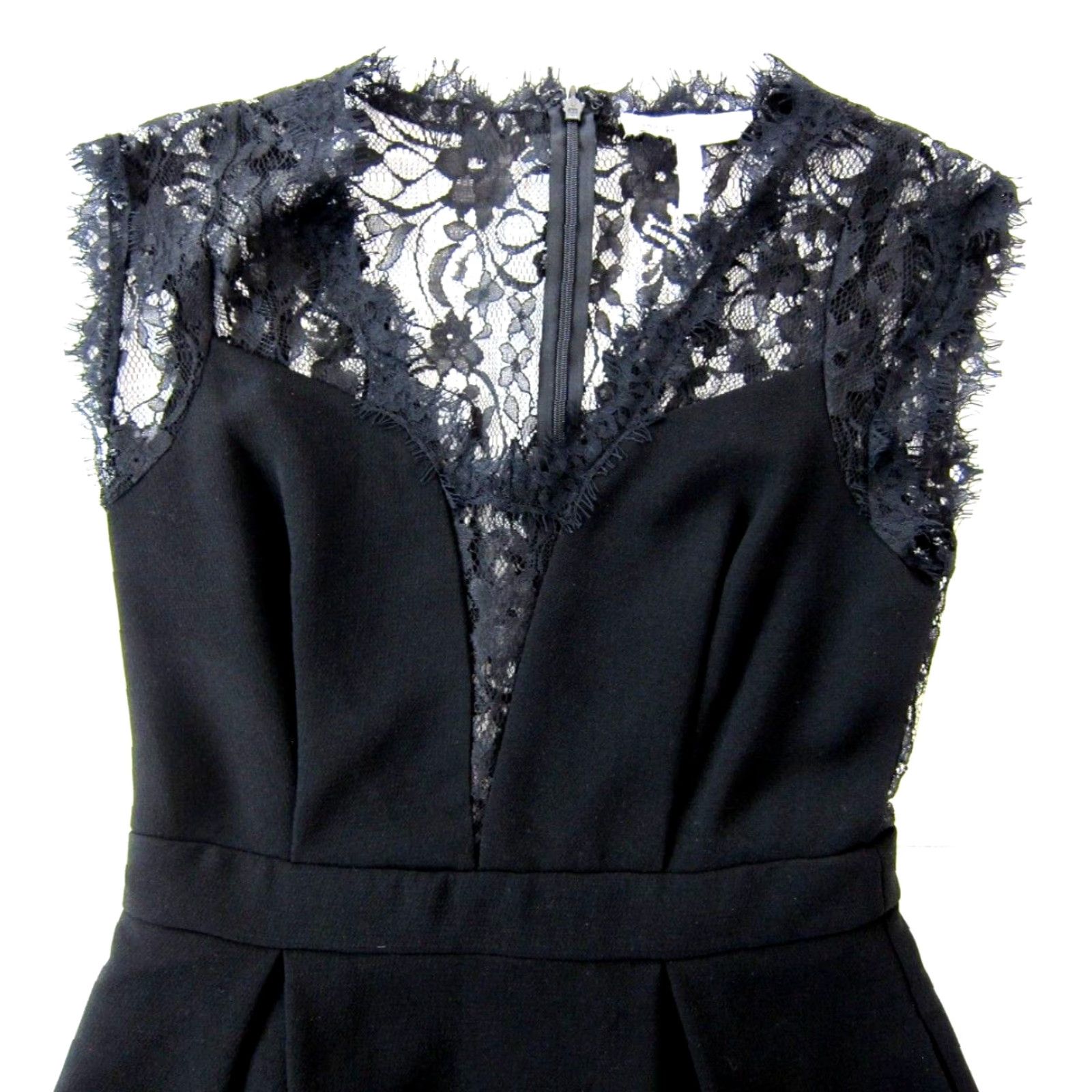 BCBGeneration BCBGeneration Black Lace Cap Sleeve V-Neck Sheath Dress Size 6 with Pockets Size M / US 6-8 / IT 42-44 - 7 Thumbnail